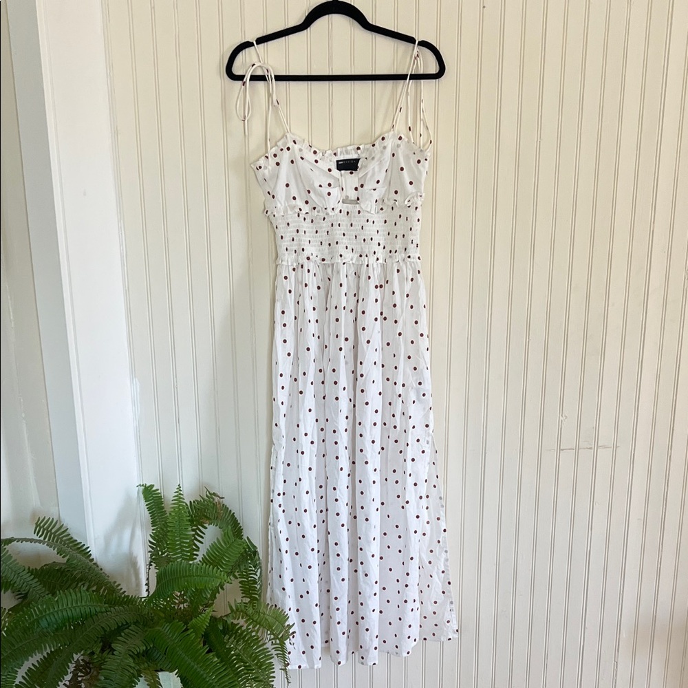 ASOS White Maxi Dress with Black Polka Dots